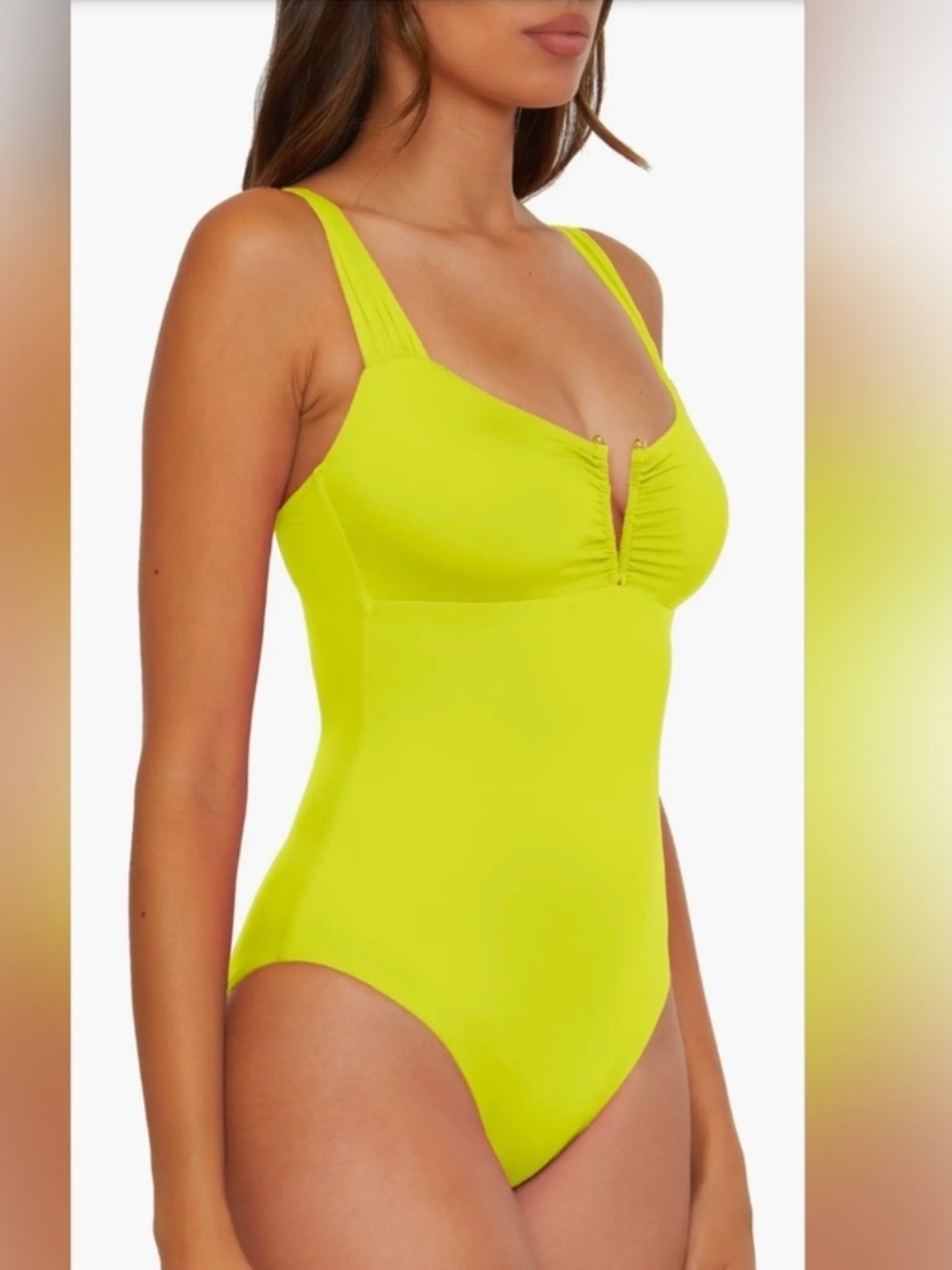 BECCA Neon Yellow One-Piece Swimsuit